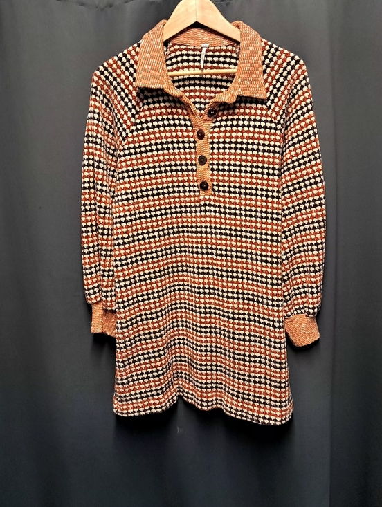 Free People Dresses & Skirts - Free People Houndstooth Collared Sweater Dress Size L